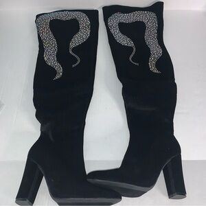 Cape Robbin Black Velvet Tall Boots NIB